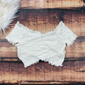 White Stretchy Criss Cross Crop Top